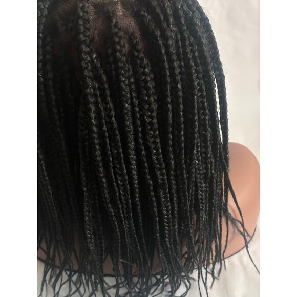 Full Lace Knotless Box Braided Wig color 280 Black w/ Gray - Picture 6 of 14